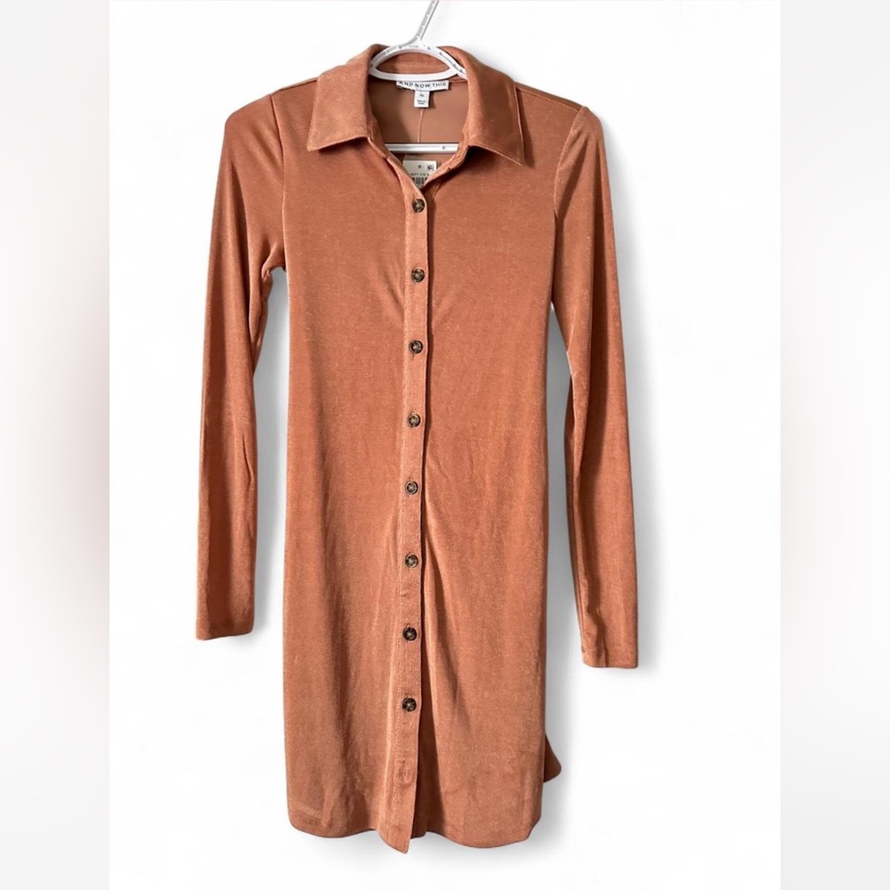 And Now This Long Sleeve Button-Down Dress